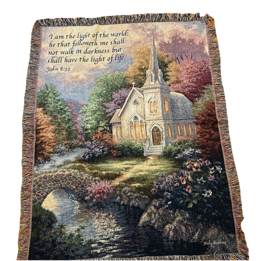 Blanket Nicky Boehme Church In The Country 50 x 60 Woven Tapestry Throw Faith‎